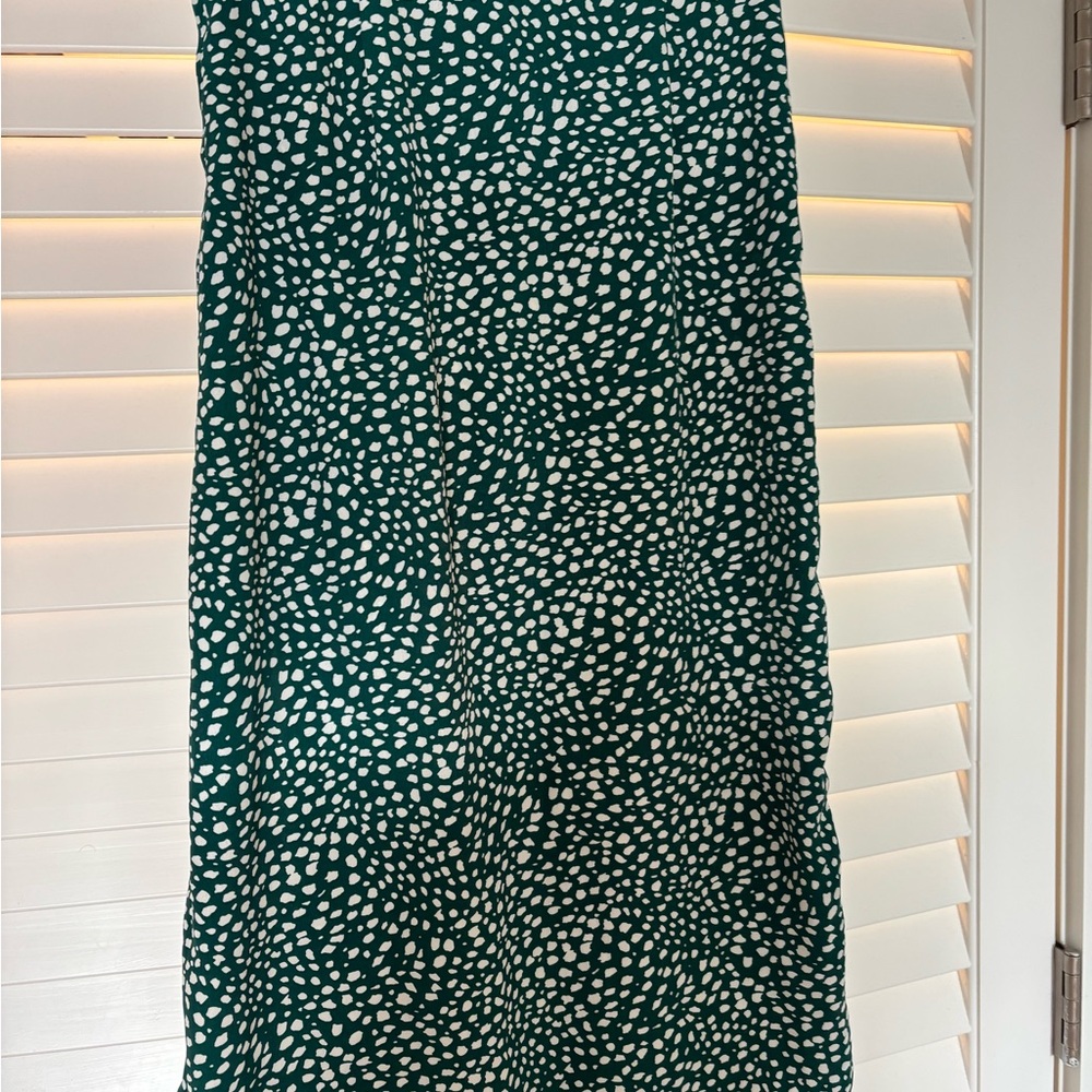Nasty Gal Green and White Midi Skirt